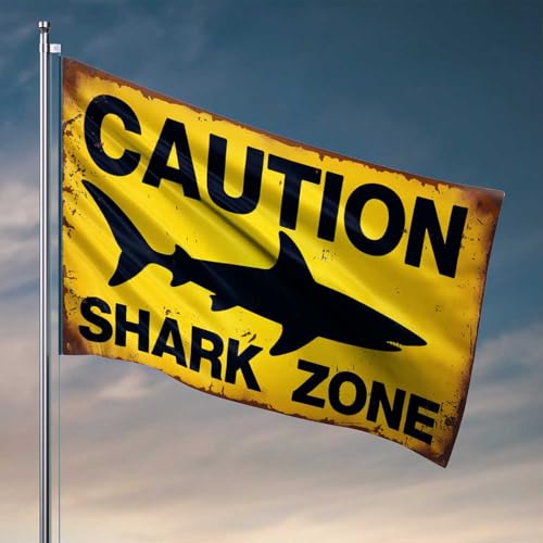 Flagge Hai für Jungen, Warnung: Bleiben Sie sicher in der Zone. Flagge, Schlafzimmer, Türdekoration, Studentenwohnheim, Raumdekoration (30 x 45 cm) von CDSS