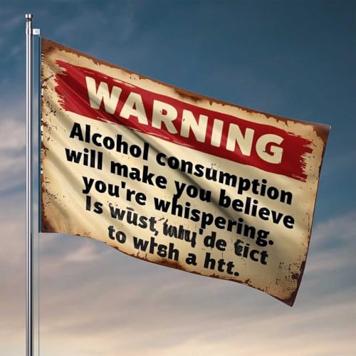 Flagge für Schlafzimmer, Warnung: Alkohol lässt Sie flüstern, Landdekoration (120 x 180 cm) von CDSS