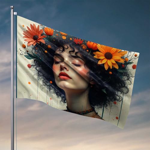 Flaggen für Mädchenzimmer, Blumenkrone: Ein Porträt der Gelassenheit und der Schönheits-Flagge der Natur, Heimdekoration für Männer, Outdoor-Schilder und Dekoration (60 x 90 cm) von CDSS