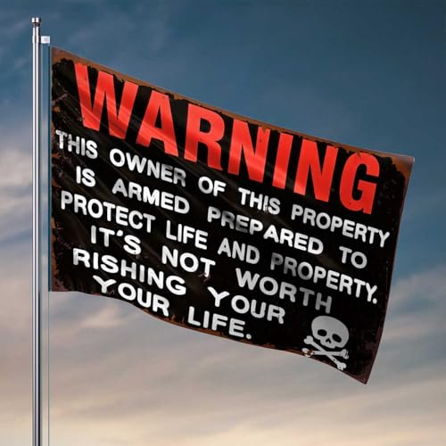 Flaggen für Männer, bewaffneter Eigentümer, Warnschild, Flagge, Raumsachen, Wohnheim-Flaggen für Jungs (30 x 45 cm) von CDSS