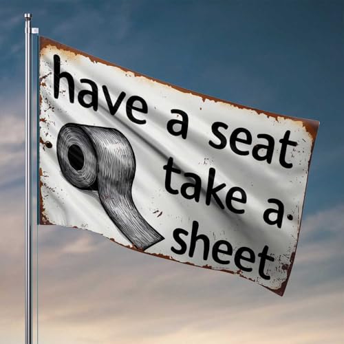 Flaggen für Männer, nehmen Sie einen Sitz, nehmen Sie ein Blatt: Toilettenpapier, Humor-Flagge, Raumsachen, Wohnheim-Flaggen für Jungs (152 x 244 cm) von CDSS