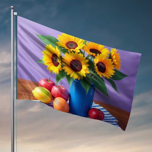 Flaggen für Studentenwohnheim, Blumen- und Obst-Stillleben-Flagge, Retro-Raumdekoration, Vintage-Dekor (120 x 180 cm) von CDSS