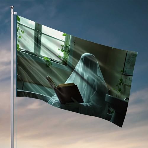 Flaggen für Studentenwohnheim, Geist, Lesen am Fenster, Retro-Raumdekoration, Vintage-Dekor (152 x 244 cm) von CDSS