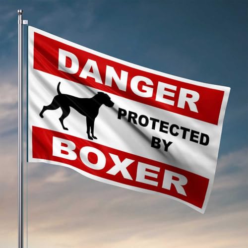 Flaggen für Studentenwohnheim Boxer Hund Warnschild Flagge Retro Raumdekoration Vintage Dekor (60 x 90 cm) von CDSS