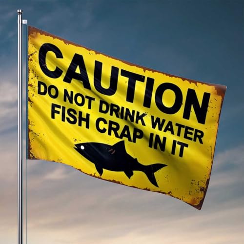 Flaggen für Studentenwohnheim Vorsicht: Fischabfälle im Wasser, Retro-Raumdekoration, Vintage-Dekor (60 x 90 cm) von CDSS