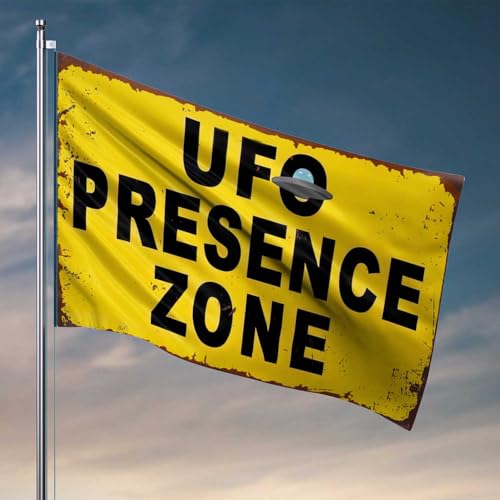 Gartenflagge, lustiges UFO-Präsenzzonen-Warnschild, Flagge, Windsäcke, Outdoor-Autofahnen für Zimmer (30 x 45 cm) von CDSS