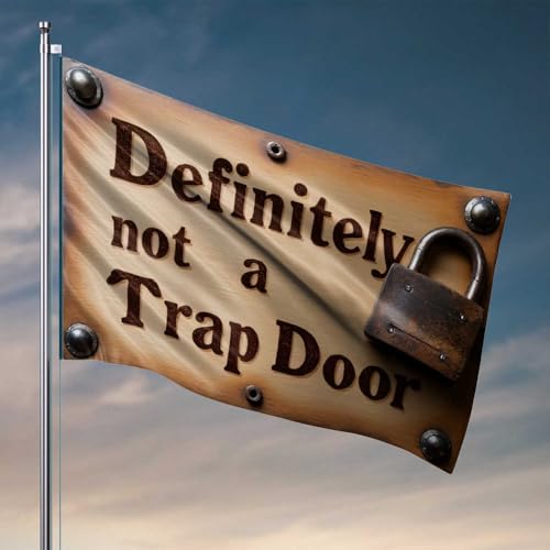 Gartenflaggen-Zubehör, Unlocking The Mystery: Definitely Not A Trap, Türflagge, Hofkunst, lustige Schlafzimmerdekoration (120 x 180 cm) von CDSS