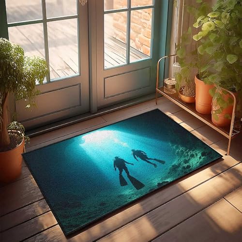 Home Sweet Apartment Fußmatte Zwei Taucher erkunden eine Unterwasserhöhle Fußmatte Männerhöhle Zubehör Männerhöhle Zubehör (50 x 80 cm) von CDSS