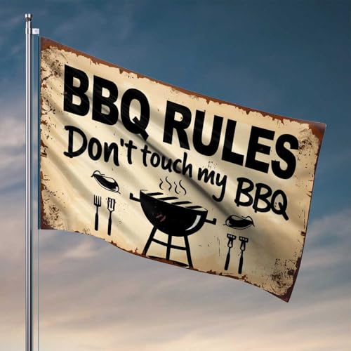 Lustige College-Dekoration, Grillregeln: Don'T Touch My Grill-Flagge, Heimdekoration, Herren, College-Wohnheim-Flaggen (120 x 180 cm) von CDSS