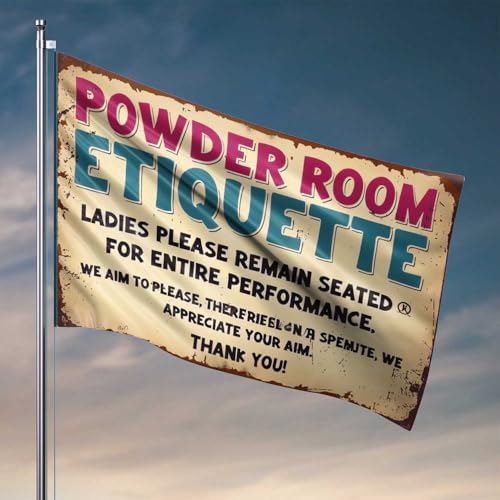 Lustige College-Dekoration, Puderraum-Etikette: Damen, bleiben Sie sitzen! Flagge, Heimdekoration, Herren, College-Wohnheim-Flaggen (120 x 180 cm) von CDSS