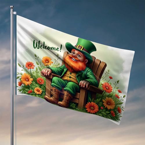 Lustige Wandflaggen, Aufschrift "Welcome to the Land of Leprechauns", Dekoration für Zuhause, Zimmer, 30 x 45 cm von CDSS