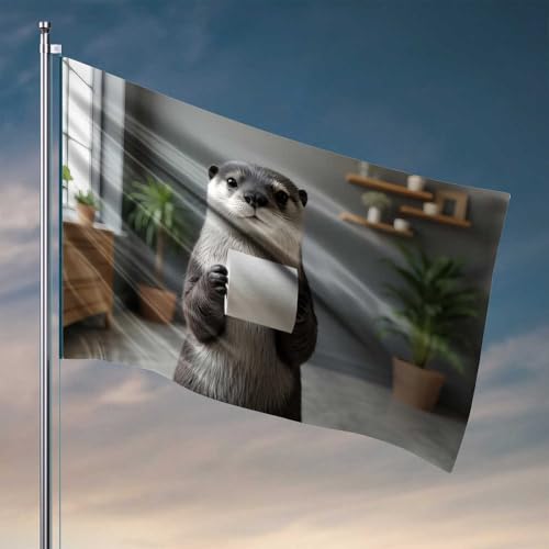 Lustiger Otter, der Toilettenpapier in moderner Heimflagge hält, für Jungenzimmer (60 x 90 cm) von CDSS