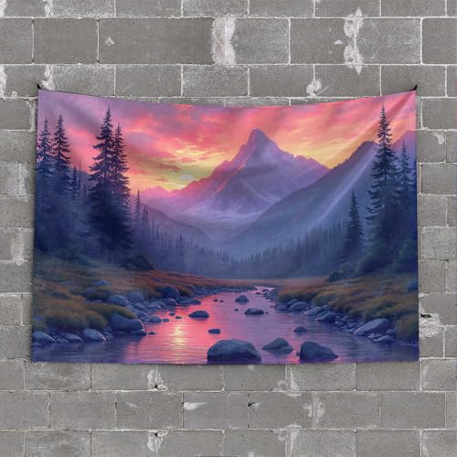 Lustiger Wandteppich, Motiv: Berg, Sonnenuntergang, Reflexionen in der Natur, einzigartige Wandteppich, Raumdekoration (75 x 100 cm) von CDSS