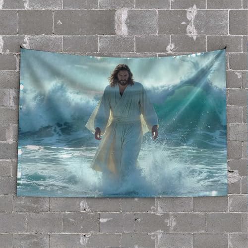 Lustiger Wandteppich, Motiv: Jesus auf dem Wasser: Ein symbolisches Bild, Wandteppich, Schlafzimmer, Wanddekoration über dem Bett, lustige Terrassendekoration (75 x 100 cm) von CDSS