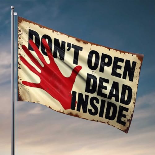 Lustiges Poster für College Dorm Dead Inside: A Warnschild Flagge Wohnheim Flaggen für Jungs Veranda Schild (120 x 180 cm) von CDSS