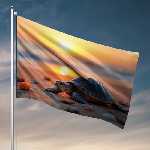 Männerhöhlen-Dekoration, Sonnenuntergang, Gelassenheit: Eine Schildkrötenreise am Strand, Flagge, Männerhöhle, Bar, Raumzubehör für Herren (30 x 45 cm) von CDSS