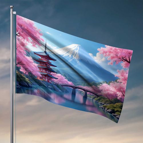 Männerhöhlendekoration, Kirschblüten und Berg Fuji, Gelassenheitsflagge, Männerhöhle, Bar, Raumzubehör für Herren (30 x 45 cm) von CDSS