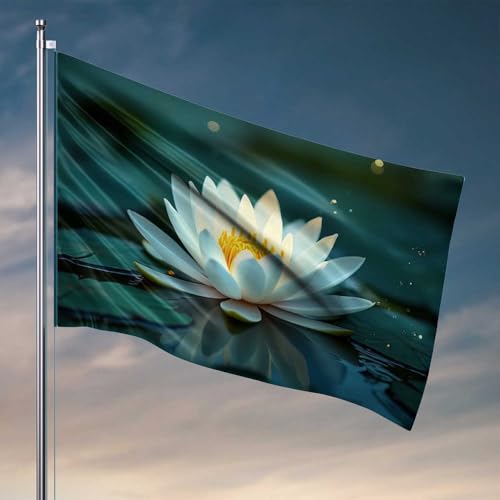 Männerhöhlendekoration, Lotusblüte im ruhigen Teich, Flagge, Männerhöhle, Bar, Raumzubehör für Männer (30 x 45 cm) von CDSS