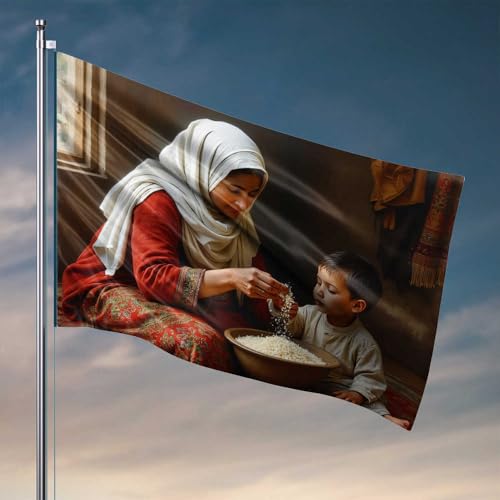 Man Cave Bar Mom And Son Sorting Rice Together Flags For Room Teen Girls Autumn Garden Flag (30 x 45 cm) von CDSS