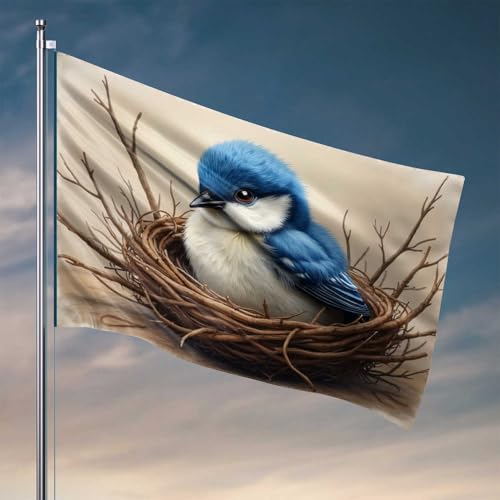 Mancave Accessories Blauer Vogel nistet in der Natur, coole Posterflaggen, lustige Raumdekoration (152 x 244 cm) von CDSS
