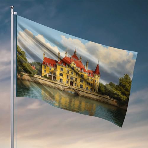 Mancave Accessories Herren-Flagge, großes Schloss am Fluss, coole Posterflaggen, lustige Raumdekoration (152 x 244 cm) von CDSS