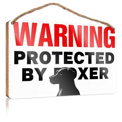 Signs And Plaques Boxer Dog Protection Warning Sign Wooden Sign Toilet Sign Funny Fall Front Veranda Decorations(20X30CM) von CDSS