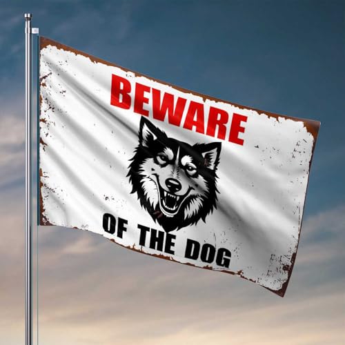 Things For Boys Room Warnung: Beware Of The Dog Flagge, Hofkunst, Bierdekorationen für Männerhöhle (152 x 244 cm) von CDSS