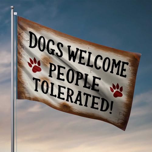 Türdekoration für Schlafzimmer, Aufschrift "Welcome Dogs, Tolerate People", Schlafzimmerflaggen, College-Zimmer-Schild (152 x 244 cm) von CDSS