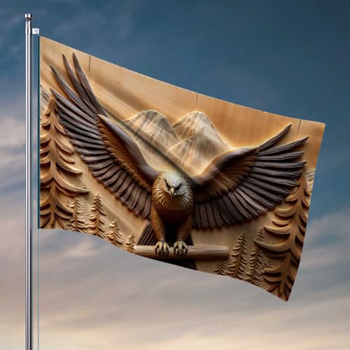 Türdekorationen für Schlafzimmer, Adler, Schnitzerei mit Bergen und Bäumen, Flagge, Schlafzimmerflaggen, College-Zimmer-Schild (60 x 90 cm) von CDSS