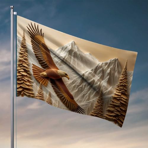 Vintage-Dekoration, Adler, der über die Berge schwebt, Flagge, Mann, Cabe-Dekor, Deck-Dekoration (152 x 244 cm) von CDSS