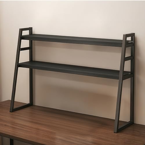 CDULOKLB Doppelstöckiges Bücherregal für den Schreibtisch, Aufbewahrungsregal aus Holz mit Metallrahmen – ideal für Zuhause, Wohnheim oder Arbeitszimmer Black 115cm CDULOKLB Doppelstöckiges Bücherregal für den Schreibtisch, Aufbewahrungsregal aus Holz mit Metallrahmen – ideal für Zuhause, Wohnheim oder Arbeitszimmer Black 115cm von CDULOKLB
