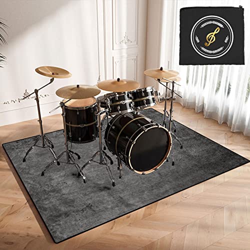 CDVR Drum Teppich Schlagzeugteppich, Schallschutz Teppichmatte, rutschfeste Schallschutzmatte, Schallschutzteppich Für Bassdrum-Snare, Schlagzeug Teppich 120cm x 80cm - Mit Spezialtasche von CDVR