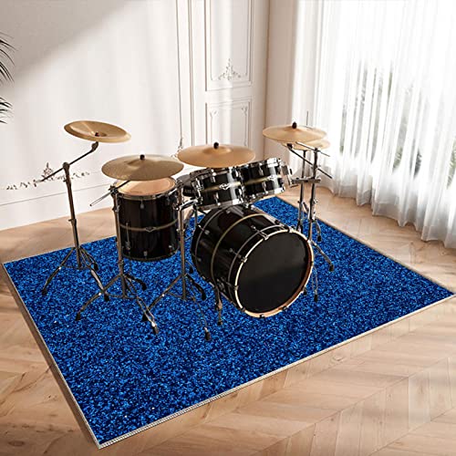 CDVR Schlagzeugteppich 160 x 140 cm Drum Teppich, Schallschutz Teppichmatte, rutschfeste Schallschutzmatte Trommelmatte, Schallschutzteppich Für Bassdrum-Snare für Instrumente Teppich, Blau von CDVR