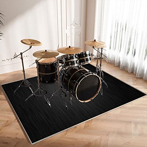 CDVR Schlagzeugteppich 160 x 140 cm Drum Teppich, Schallschutz Teppichmatte, rutschfeste Schallschutzmatte Trommelmatte, Schallschutzteppich Für Bassdrum-Snare für Instrumente Teppich, Matt Schwarz von CDVR