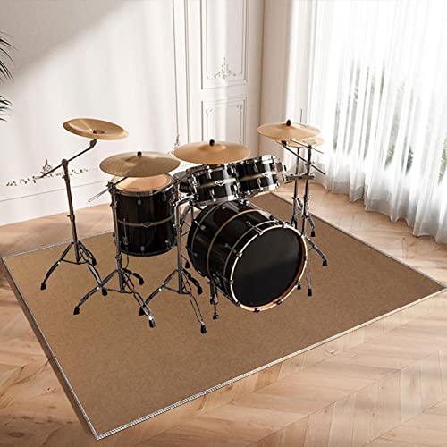 CDVR Schlagzeugteppich 200 x 160 cm Drum Teppich, Schallschutz Teppichmatte, rutschfeste Schallschutzmatte Trommelmatte, Schallschutzteppich Für Bassdrum-Snare für Instrumente Teppich, Kaffeefarbe von CDVR