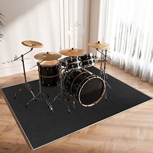 CDVR Schlagzeugteppich 200 x 160 cm Drum Teppich, Schallschutz Teppichmatte, rutschfeste Schallschutzmatte Trommelmatte, Schallschutzteppich Für Bassdrum-Snare für Instrumente Teppich, Schwarz von CDVR