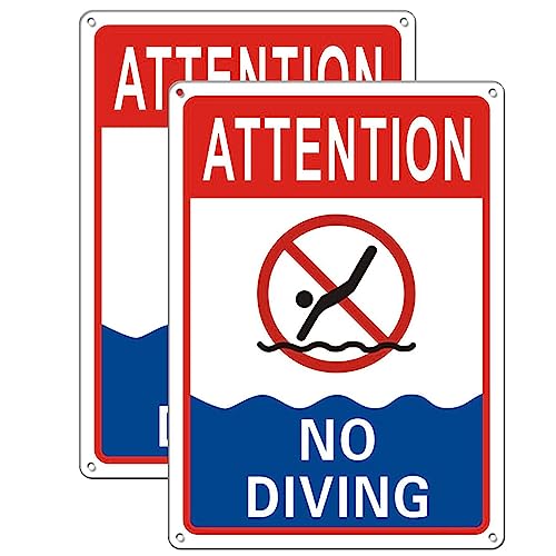 CDXHOME 2 Stück Schild mit Aufschrift "No Diving Pool", Pool-Warnschild – rostfreies Aluminium, UV-geschützt, wasserdicht und wetterbeständig, einfach zu montieren, für drinnen und draußen, 17,8 x von CDXHOME
