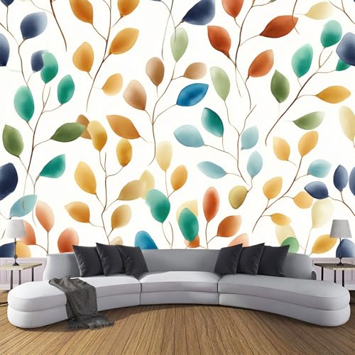 Abstrakt Seide Fototapete 400×280 cm,Aquarellblätter Fototapete Schlafzimmer Wohnzimmer Moderne Seide Tapete XXL Bunt Wandtapete Bildtapete Wand Dekoration Abstrakt Seide Fototapete 400×280 cm,Aquarellblätter Fototapete Schlafzimmer Wohnzimmer Moderne Seide Tapete XXL Bunt Wandtapete Bildtapete Wand Dekoration von CDXNORA