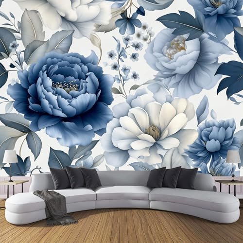 Aquarell Seide Fototapete 400×280 cm,Blaue Pfingstrose Fototapete Schlafzimmer Wohnzimmer Moderne Seide Tapete XXL Weiß Blau Wandtapete Bildtapete Wand Dekoration Aquarell Seide Fototapete 400×280 cm,Blaue Pfingstrose Fototapete Schlafzimmer Wohnzimmer Moderne Seide Tapete XXL Weiß Blau Wandtapete Bildtapete Wand Dekoration von CDXNORA