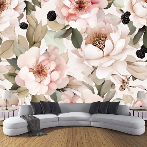 Aquarellblumen Seide Fototapete 400×280 cm,Rosa Pfingstrosen Und Brombeeren Fototapete Schlafzimmer Wohnzimmer Moderne Seide Tapete XXL Rosa Wandtapete Bildtapete Wand Dekoration Aquarellblumen Seide Fototapete 400×280 cm,Rosa Pfingstrosen Und Brombeeren Fototapete Schlafzimmer Wohnzimmer Moderne Seide Tapete XXL Rosa Wandtapete Bildtapete Wand Dekoration von CDXNORA