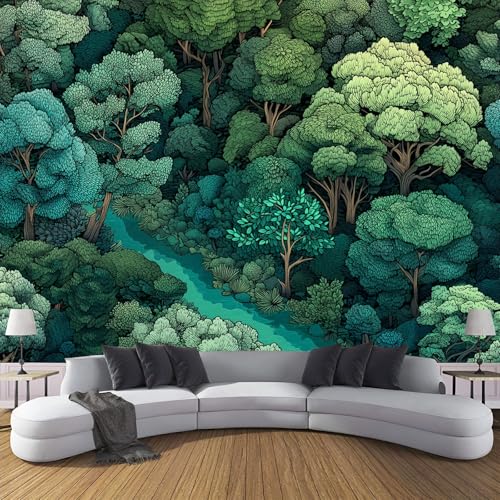 CDXNORA 3D-Dichter Wald Panorama-Tapete aus Seide,300×210 cm,Bäume Und Fluss große Wandbilder, Poster, Panorama-Wandteppich für Wohnzimmer, Erwachsene, Kinderzimmer Dekoration,Grün CDXNORA 3D-Dichter Wald Panorama-Tapete aus Seide,300×210 cm,Bäume Und Fluss große Wandbilder, Poster, Panorama-Wandteppich für Wohnzimmer, Erwachsene, Kinderzimmer Dekoration,Grün von CDXNORA