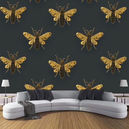 CDXNORA 3D-Einfach Panorama-Tapete aus Seide,350×256 cm,Goldene Biene große Wandbilder, Poster, Panorama-Wandteppich für Wohnzimmer, Erwachsene, Kinderzimmer Dekoration,Dunkelgrau CDXNORA 3D-Einfach Panorama-Tapete aus Seide,350×256 cm,Goldene Biene große Wandbilder, Poster, Panorama-Wandteppich für Wohnzimmer, Erwachsene, Kinderzimmer Dekoration,Dunkelgrau von CDXNORA