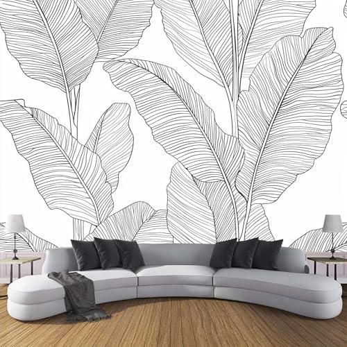 CDXNORA 3D-Kunst Panorama-Tapete aus Seide,400×280 cm,Bananenblattpflanze große Wandbilder, Poster, Panorama-Wandteppich für Wohnzimmer, Erwachsene, Kinderzimmer Dekoration,Weiß von CDXNORA