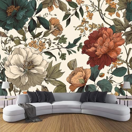 CDXNORA 3D-Retro-Blumen Panorama-Tapete aus Seide,400×280 cm,Linie Pfingstrose große Wandbilder, Poster, Panorama-Wandteppich für Wohnzimmer, Erwachsene, Kinderzimmer Dekoration,Beige CDXNORA 3D-Retro-Blumen Panorama-Tapete aus Seide,400×280 cm,Linie Pfingstrose große Wandbilder, Poster, Panorama-Wandteppich für Wohnzimmer, Erwachsene, Kinderzimmer Dekoration,Beige von CDXNORA