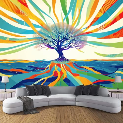 CDXNORA 3D-Tapete mit Psychedelische Kunst,300×210cm Wandbild Farblinienbäume für Wohnzimmer, nicht selbstklebende Bunt Seidenwandmalerei für Sofa, Schlafzimmer, Esszimmer, Wohnzimmer, Wandmalere CDXNORA 3D-Tapete mit Psychedelische Kunst,300×210cm Wandbild Farblinienbäume für Wohnzimmer, nicht selbstklebende Bunt Seidenwandmalerei für Sofa, Schlafzimmer, Esszimmer, Wohnzimmer, Wandmalere von CDXNORA