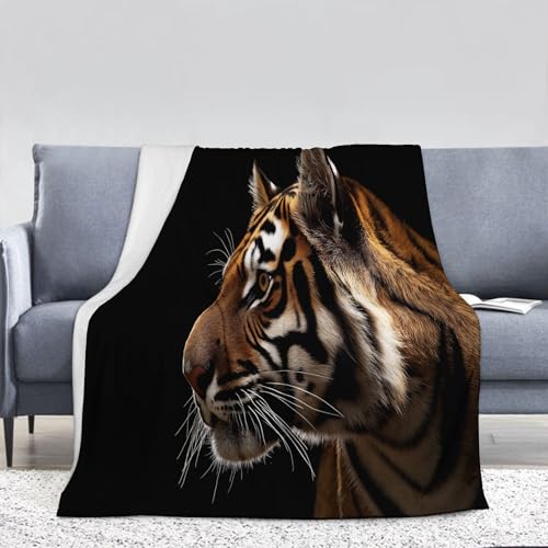 CDXNORA Kuscheldecke Flanell - Einfaches Tigerseitengesichtstier Gedruckte Flanelldecke, Weiche Plüschdecke Sofaüberwurf Büro Nickerchen Decke Für Erwachsene Und Kinder Geschenk 230 * 270 cm von CDXNORA