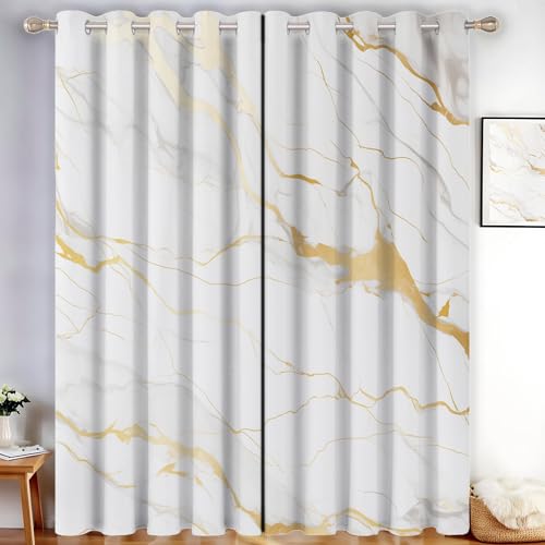 CDXNORA Marmorstruktur Verdunkelungsvorhänge - Platin-Linien Gardinen Deko Ösenvorhang Dekoschal Dekogardinen für Schlafzimmer Wohnzimmer H175 x B140 cm (2er Pack), von CDXNORA