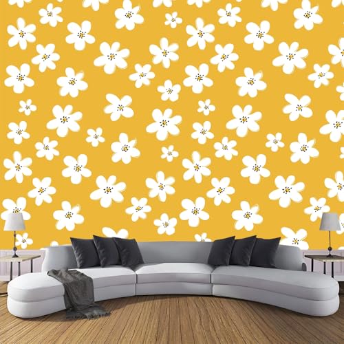 Einfache Illustration Seide Fototapete 400×280 cm,Weiße Blumen Fototapete Schlafzimmer Wohnzimmer Moderne Seide Tapete XXL Gelb Wandtapete Bildtapete Wand Dekoration Einfache Illustration Seide Fototapete 400×280 cm,Weiße Blumen Fototapete Schlafzimmer Wohnzimmer Moderne Seide Tapete XXL Gelb Wandtapete Bildtapete Wand Dekoration von CDXNORA
