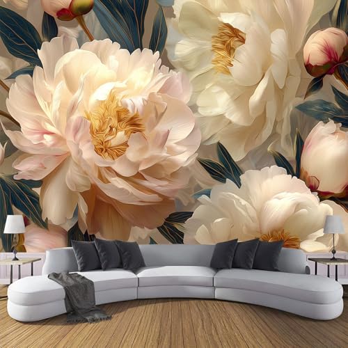 Elegante Blumen Fototapete Creme Fototapeten Wandbild Pfingstrose Motivtapeten Vlies-Tapeten Moderne Wandtapete Wand Schlafzimmer Wohnzimmer Dekoration 400×280 cm Elegante Blumen Fototapete Creme Fototapeten Wandbild Pfingstrose Motivtapeten Vlies-Tapeten Moderne Wandtapete Wand Schlafzimmer Wohnzimmer Dekoration 400×280 cm von CDXNORA