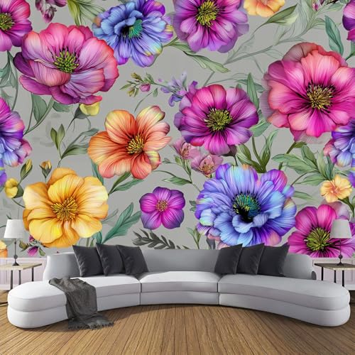 Fantasiegarten Vlies Fototapete 350×256 cm - Grau Fototapeten Aquarellblumen Tapeten für Wohnzimmer Schlafzimmer Dekoration Vliestapete Wandtapete Tapete 3D Effekt Fantasiegarten Vlies Fototapete 350×256 cm - Grau Fototapeten Aquarellblumen Tapeten für Wohnzimmer Schlafzimmer Dekoration Vliestapete Wandtapete Tapete 3D Effekt von CDXNORA